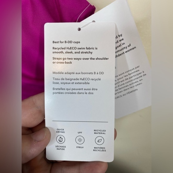 Athleta Square Neck Bra Cup‎ Bikini Top 40B/C Pink - Picture 4 of 6